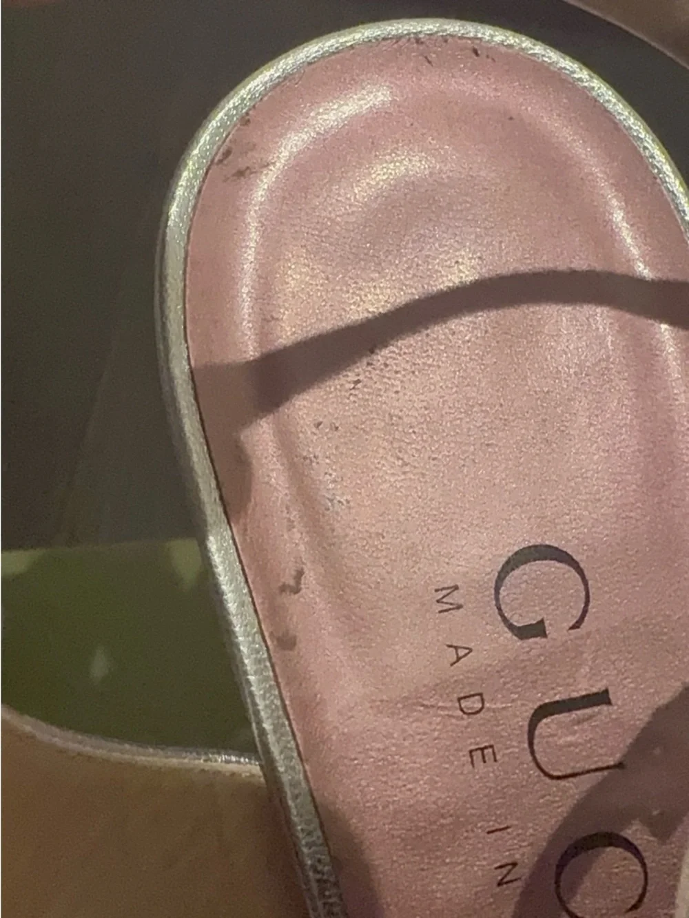 Gucci Silver Metallic T-Strap Platform Sandals - Picture 9 of 12